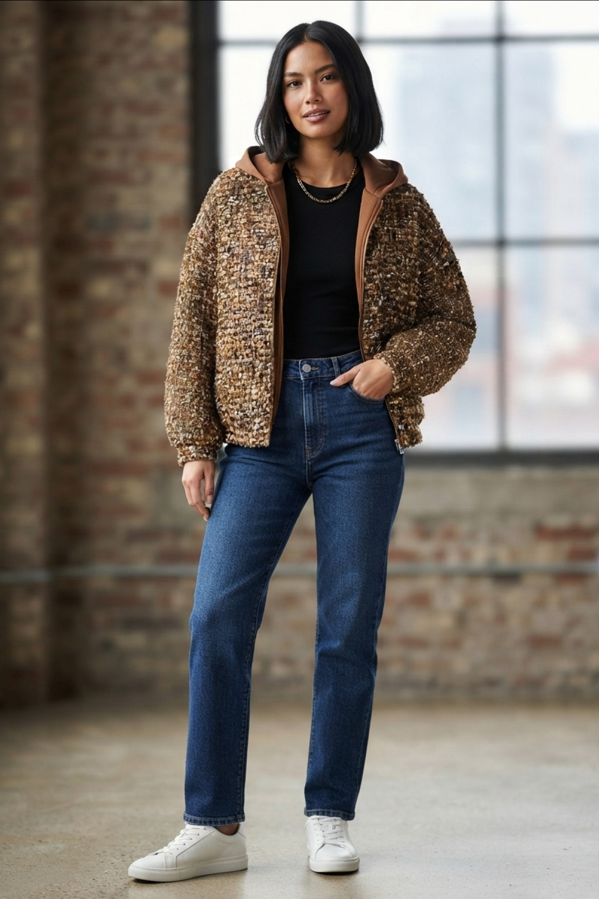 Oversize tweed jacketς with hood