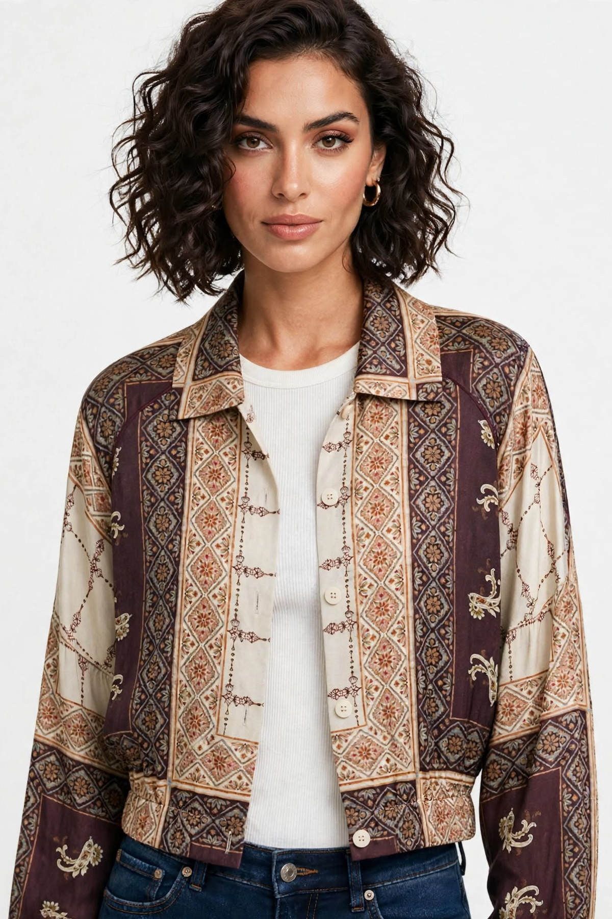 Lightweight cropped shirt-jacket