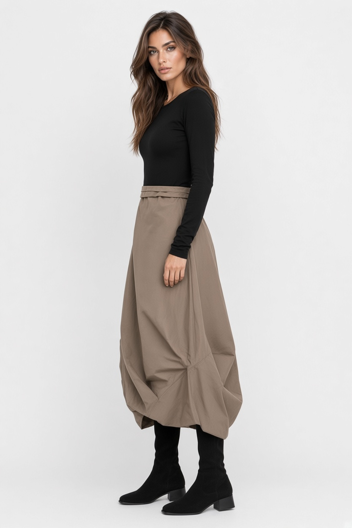 Long Sleeve Balloon Midi Dress