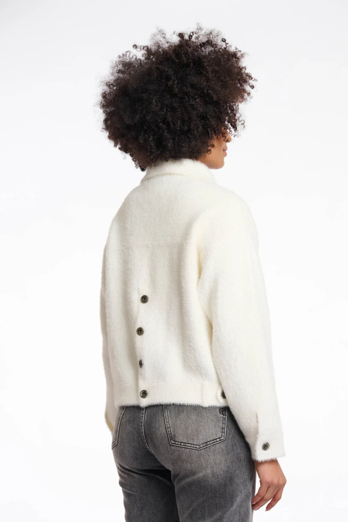Cropped Bouclé Button-Up Jacket