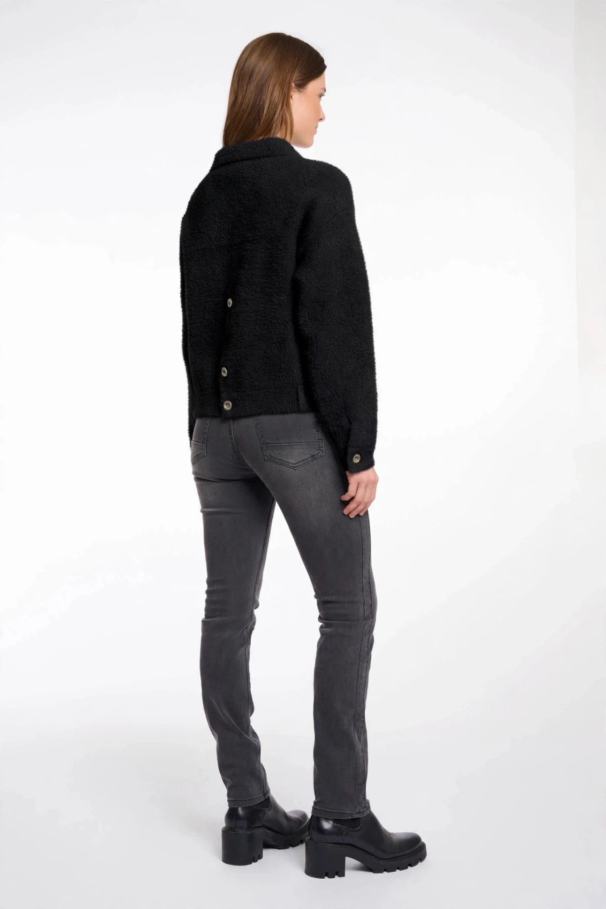 Cropped Bouclé Button-Up Jacket