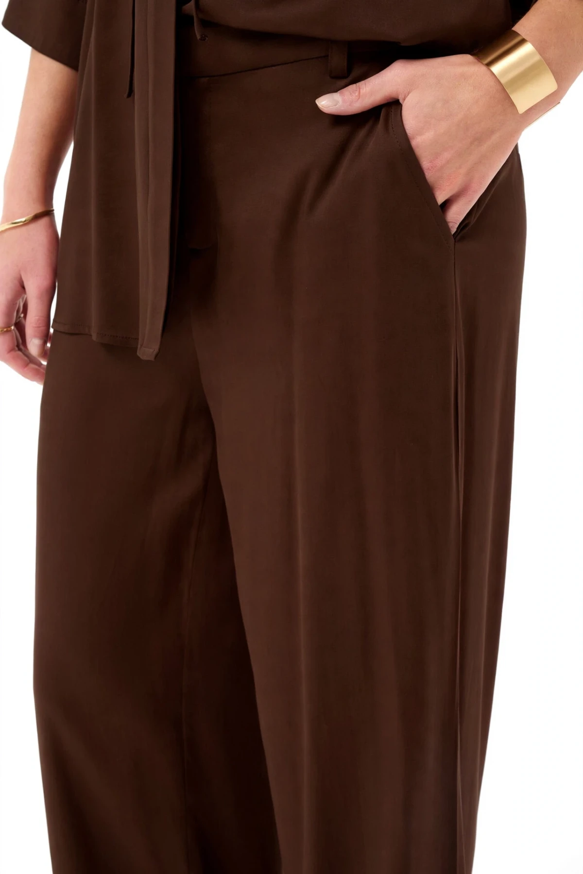 Satin wide-leg pants with elastic waist