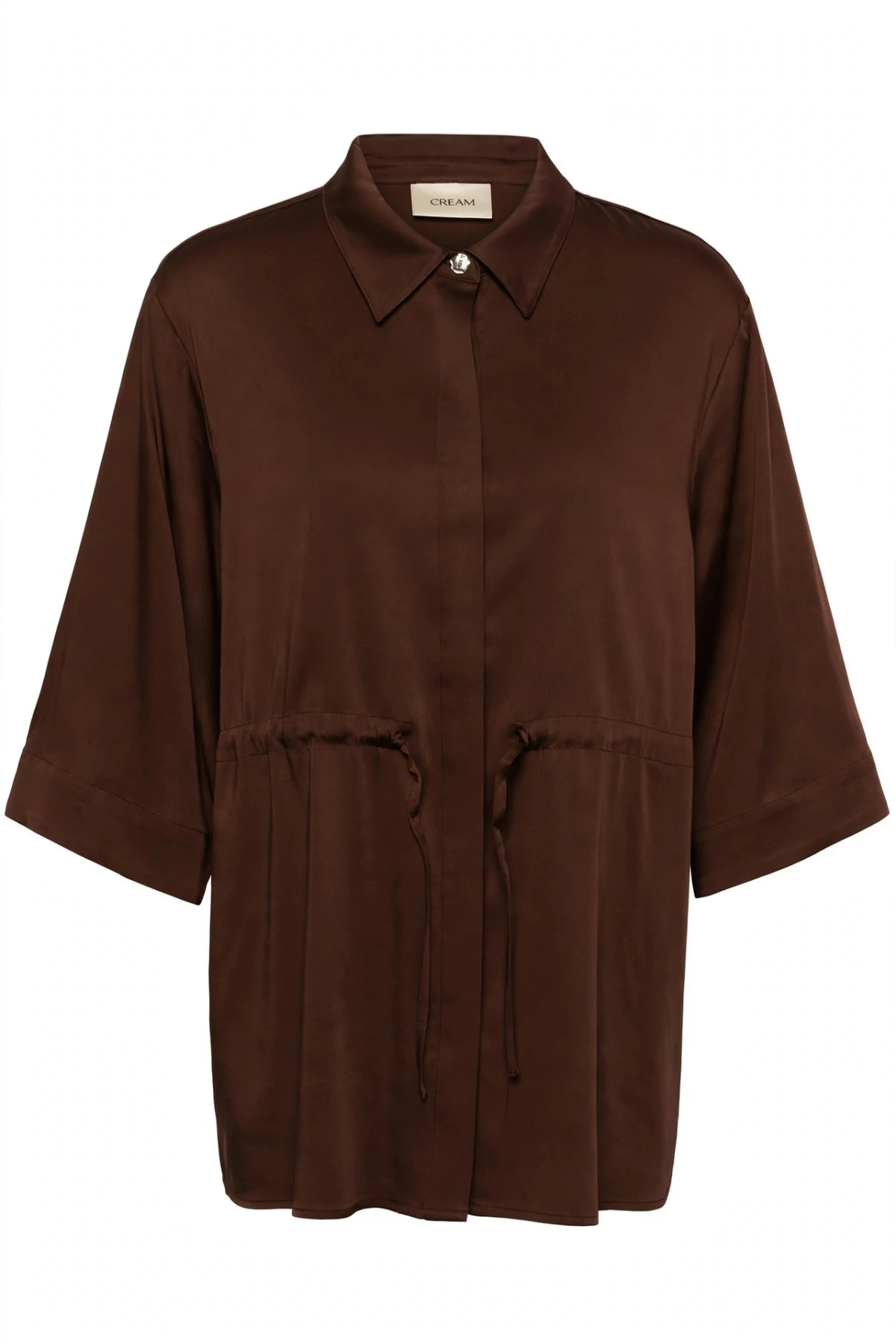 Satin shirt with drawstring waist