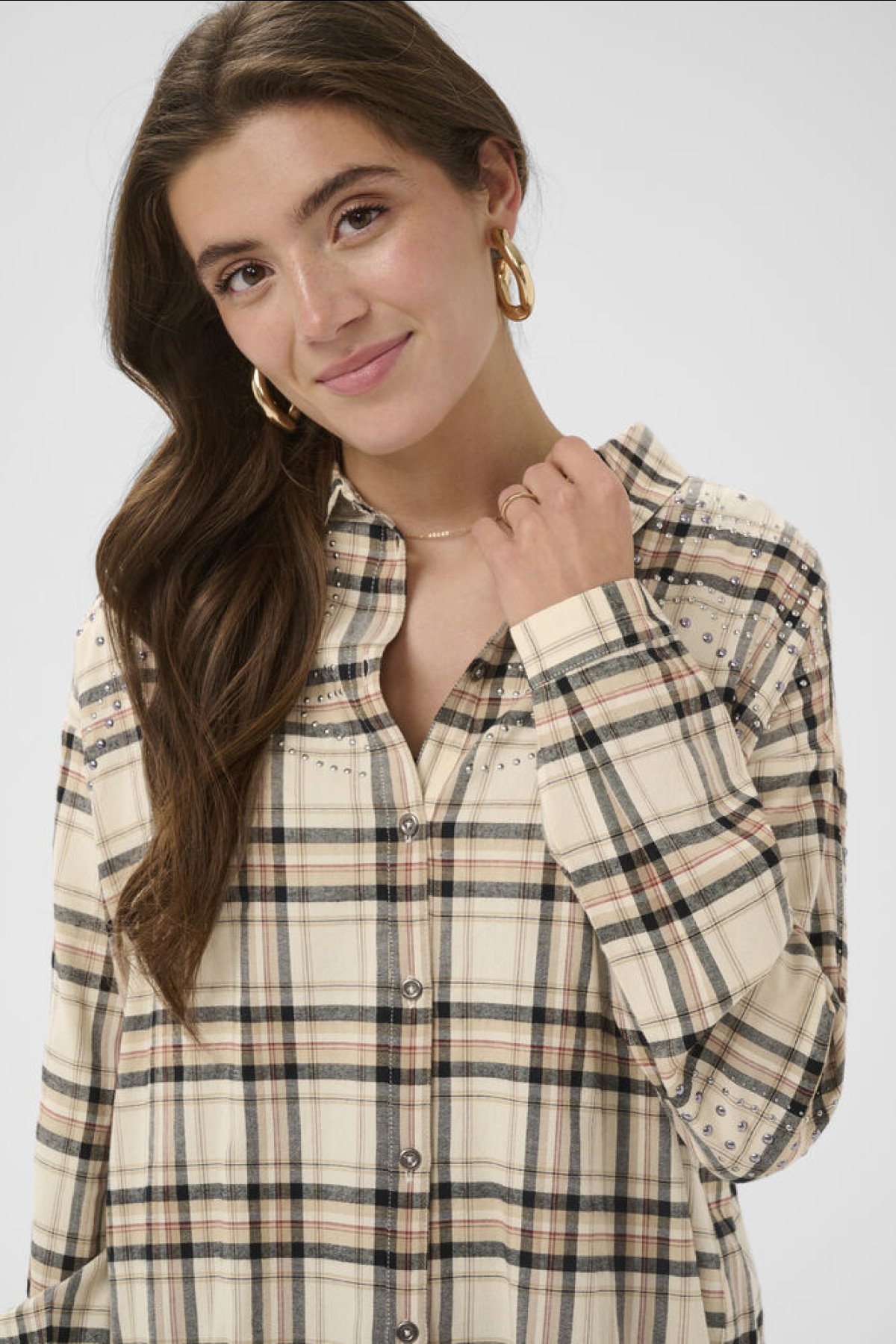 Plaid shirt with Rhinestones