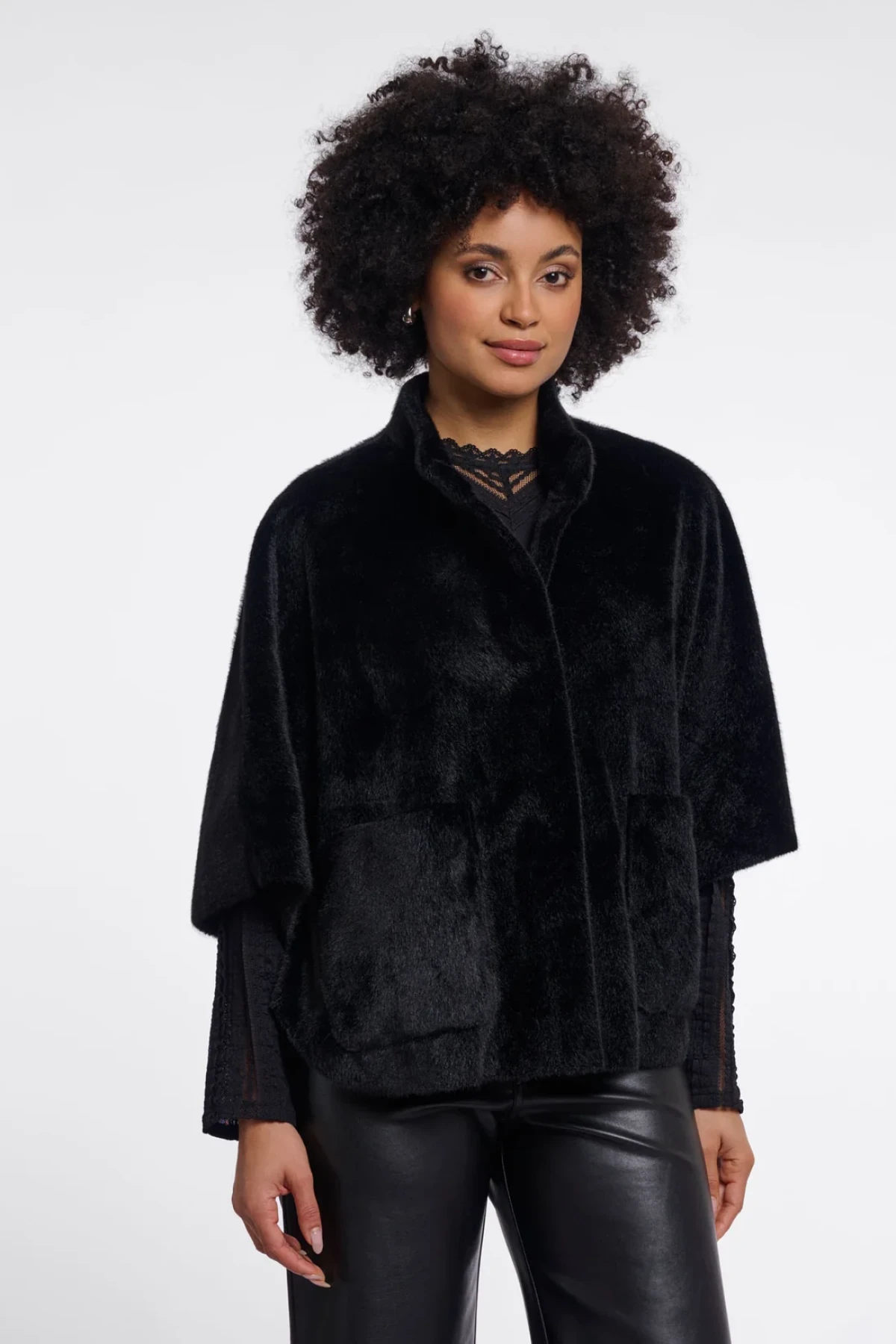 Oversized  faux fur cape