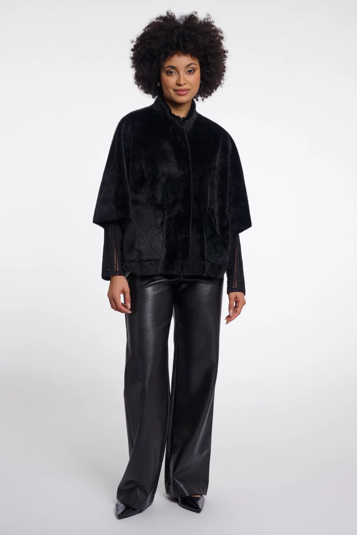 Oversized  faux fur cape