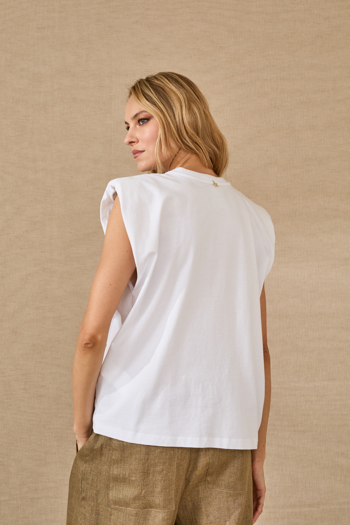 Βlouse with shoulder pads and embroidered sequins