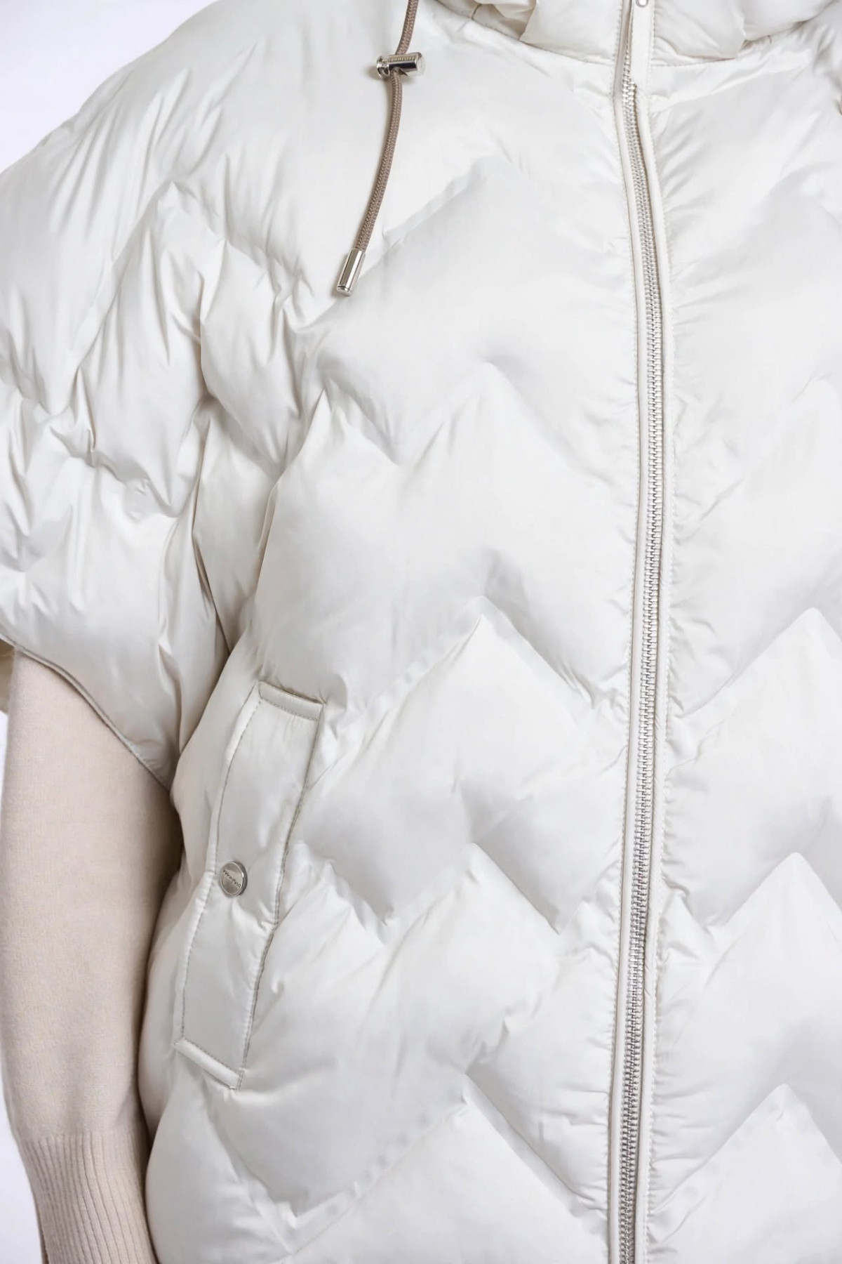 Quilted Puffer Cape Jacket with Hood