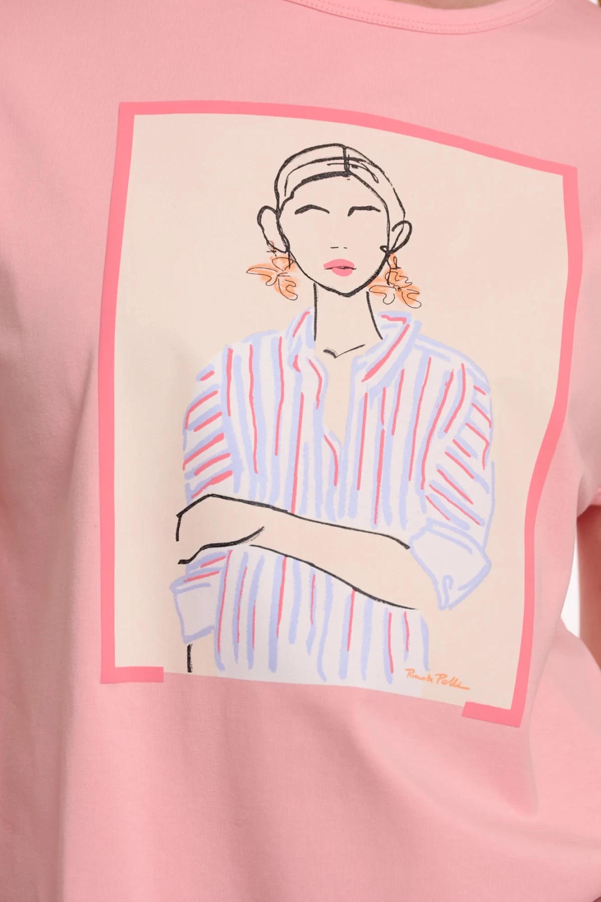 Pink  cotton T-shirt has printed design