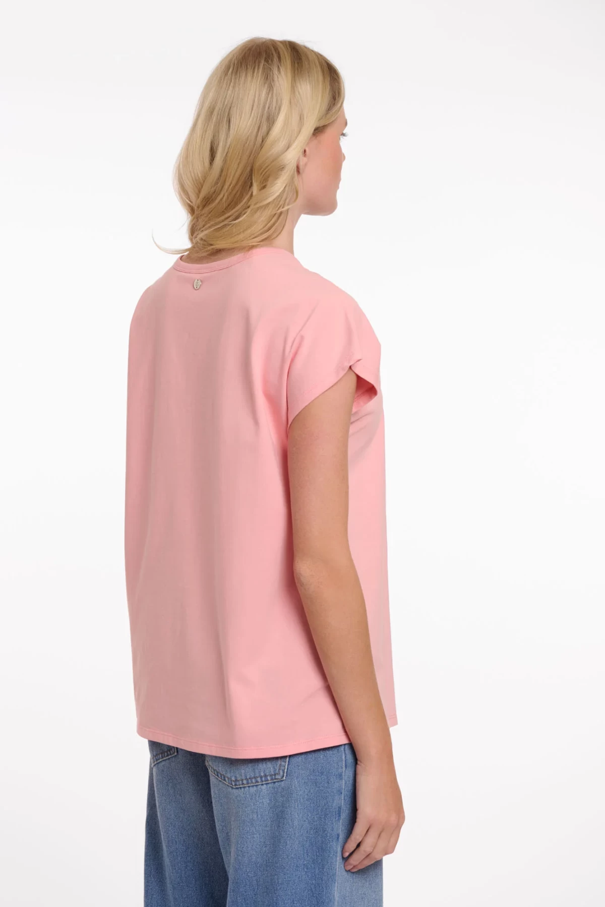 Pink  cotton T-shirt has printed design