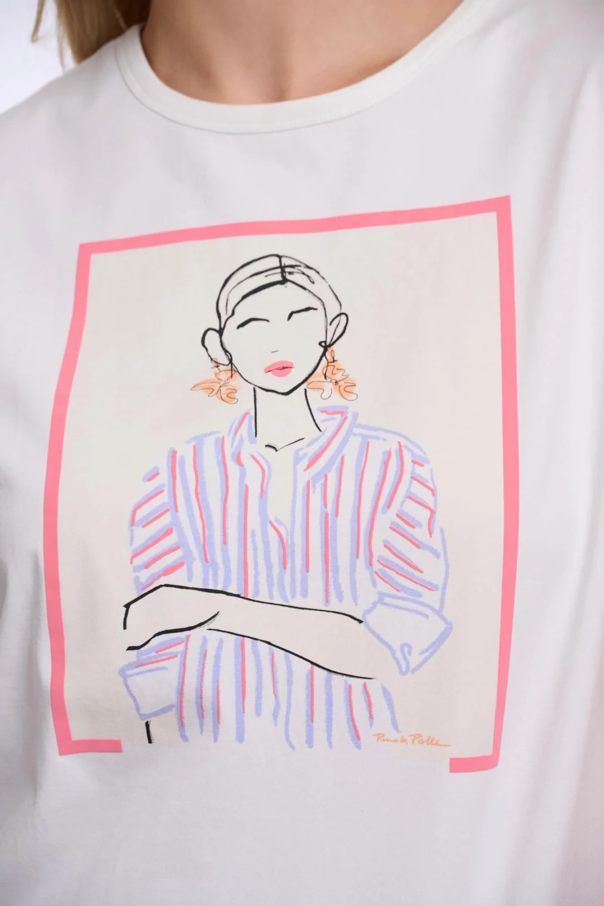 White cotton T-shirt has printed design