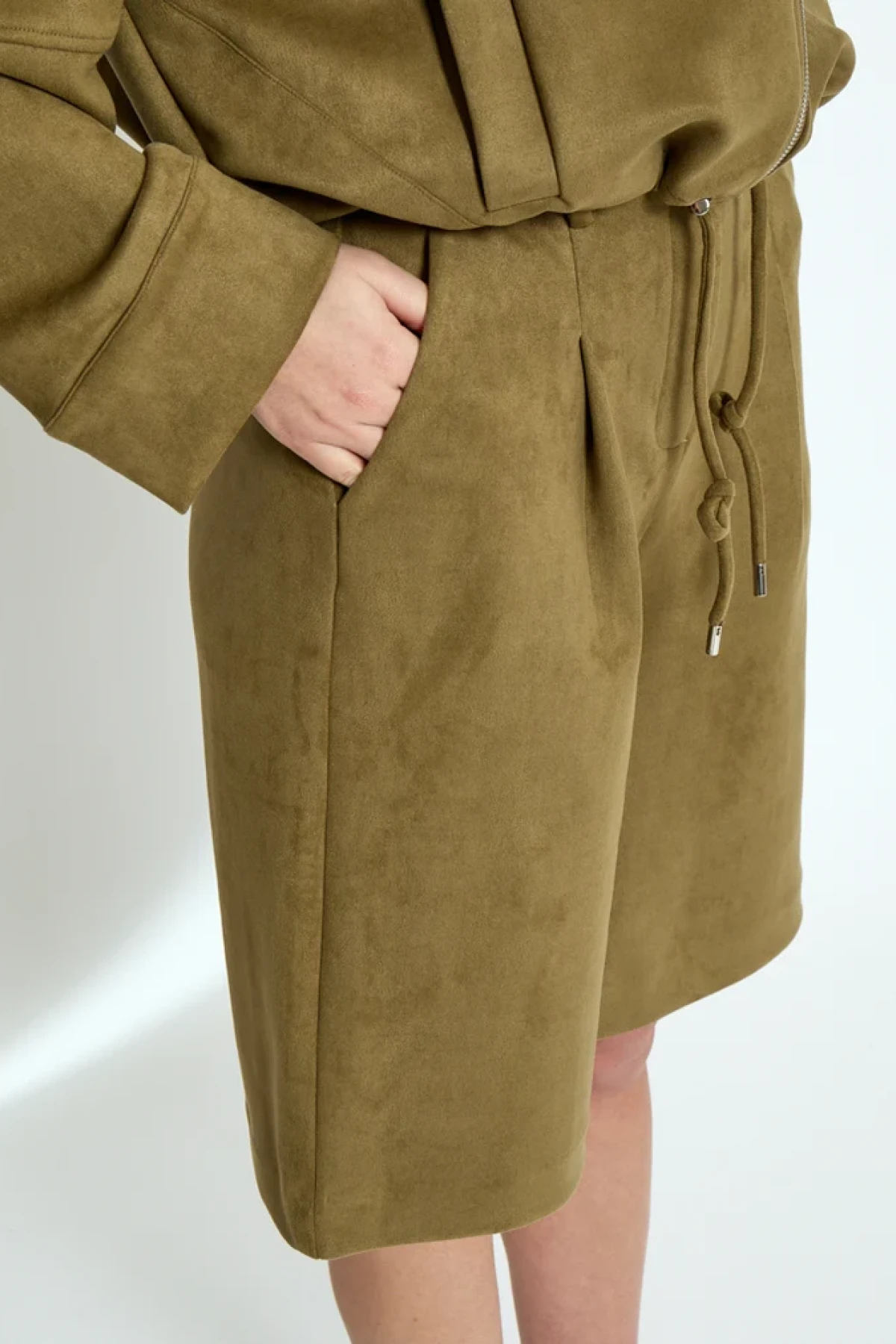 Suede bermuda shorts