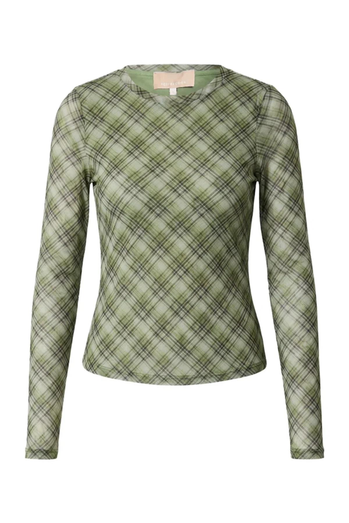 Mesh Long Sleeve Top - Green Check