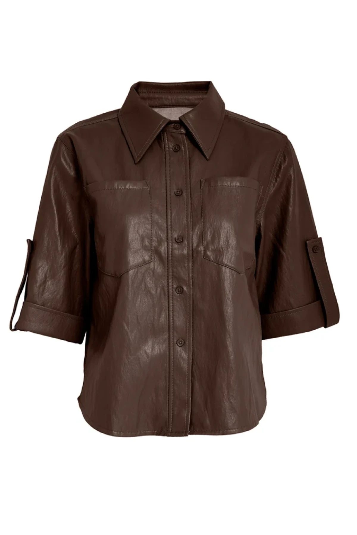Short sleeves eco-leatherrt shirt.