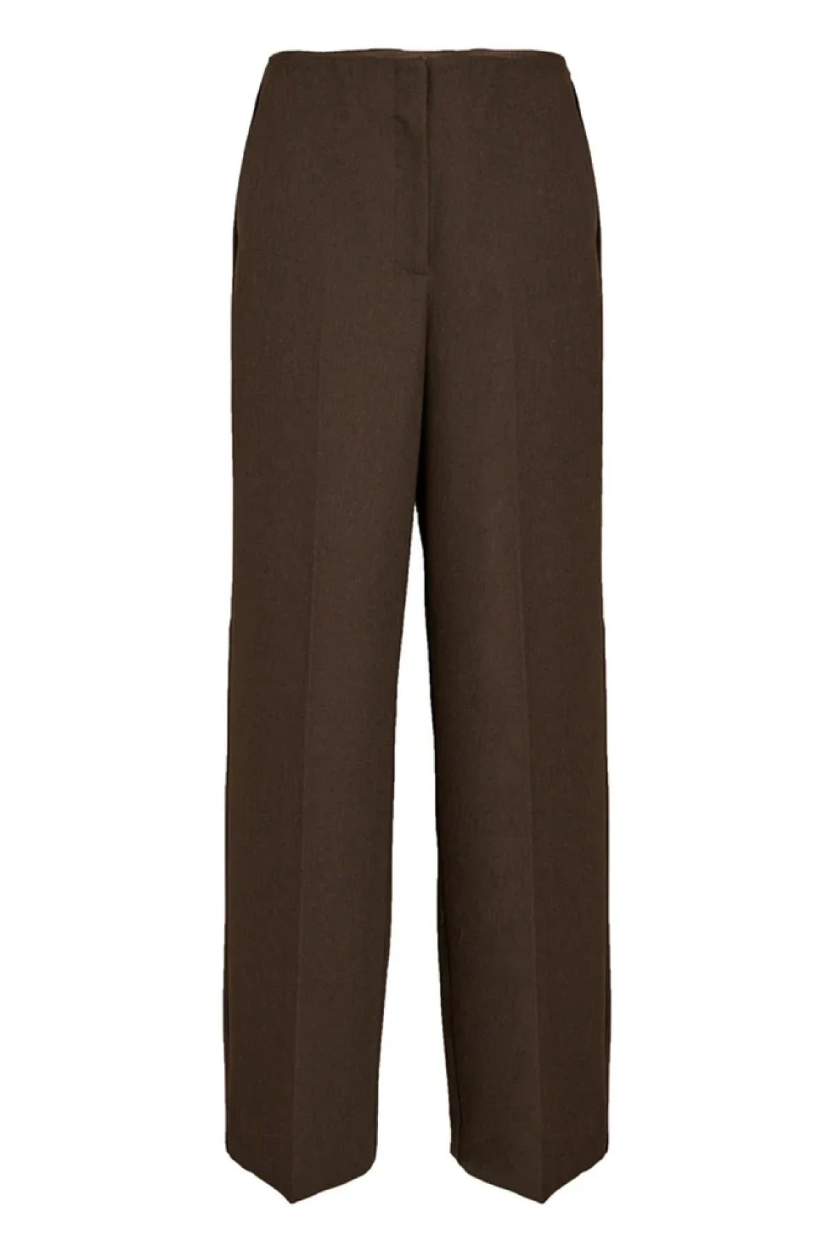 Wide Leg Tailored Trousers - Brown Melange