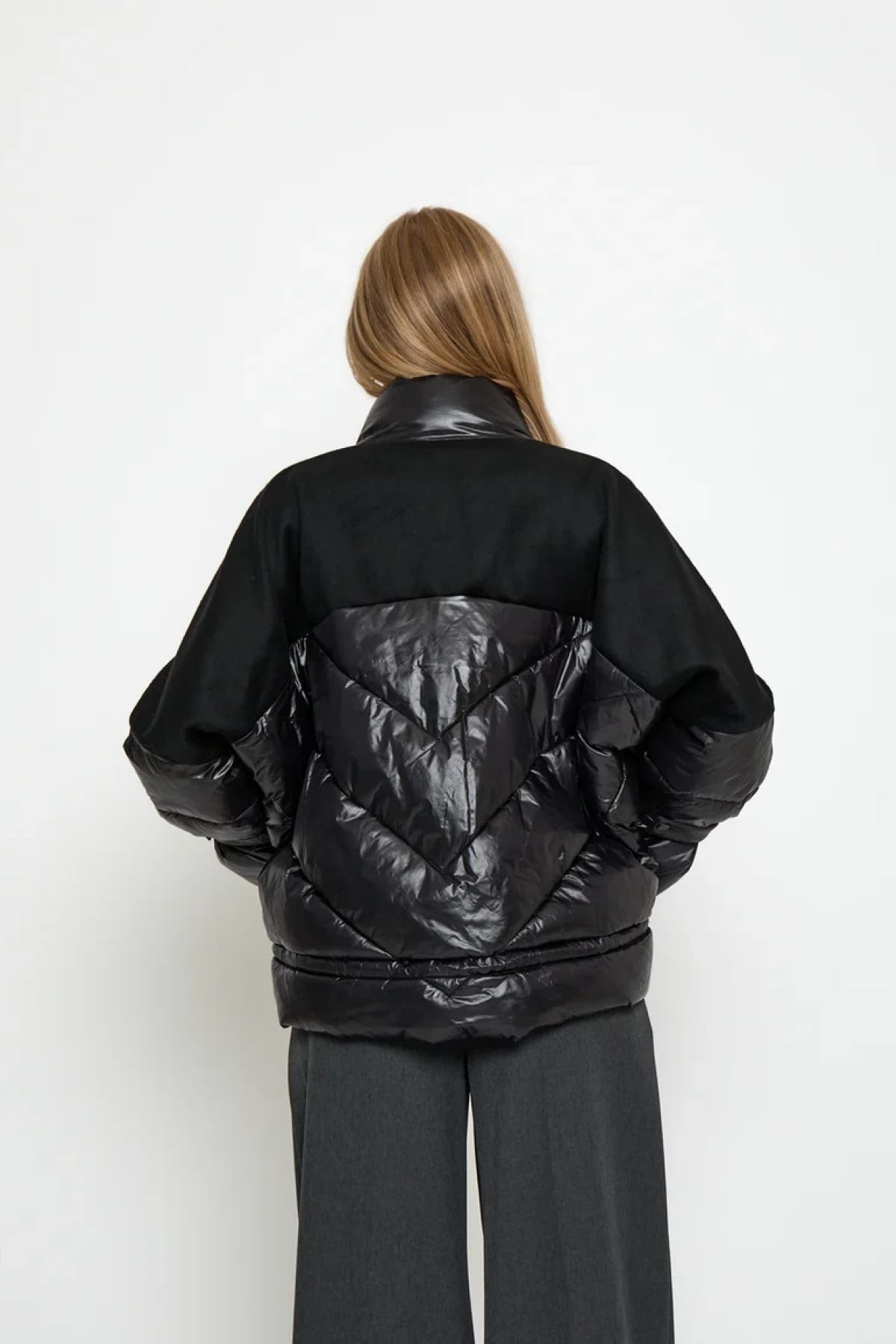 Oversized cropped puffer jacket