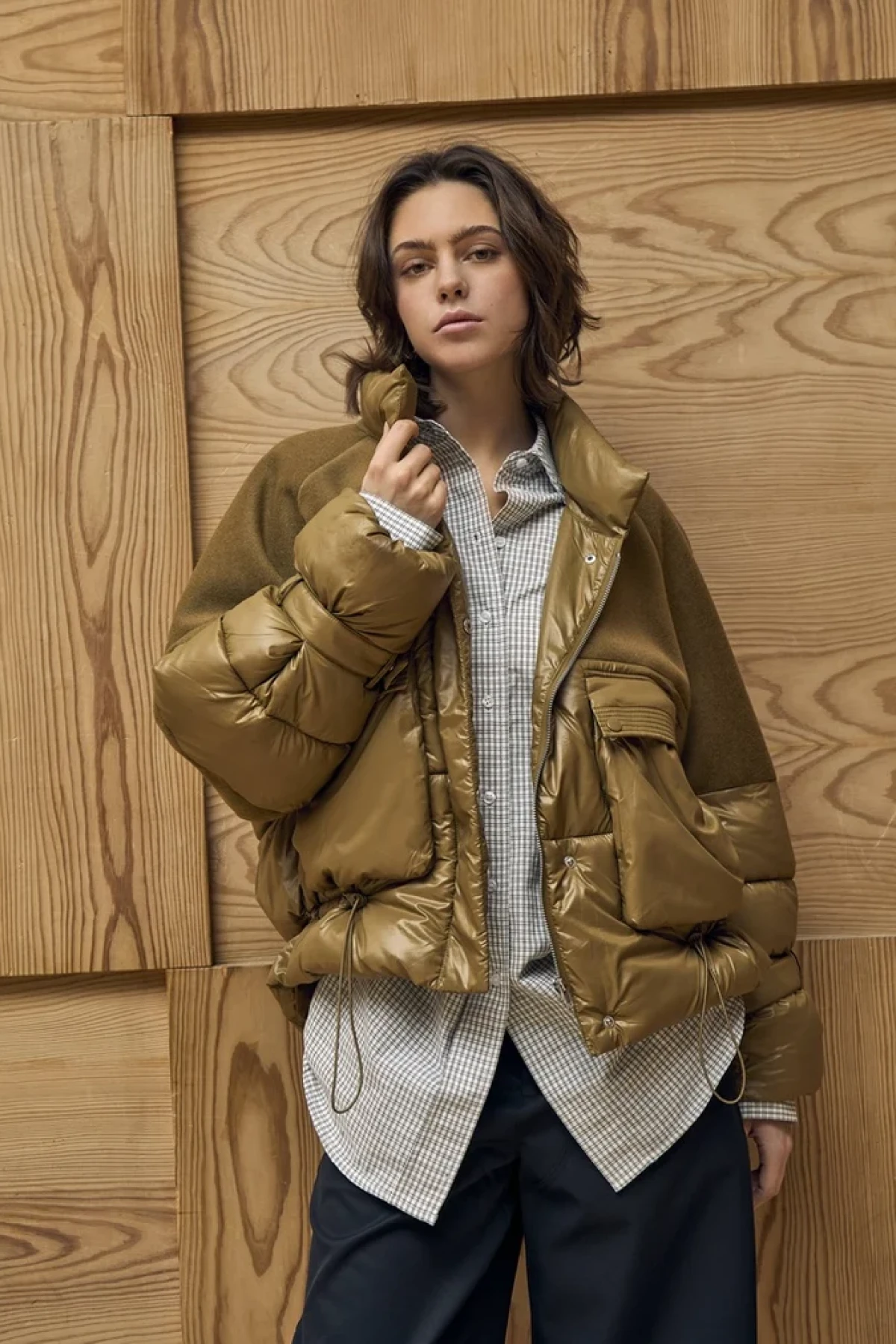 Oversized cropped puffer jacket