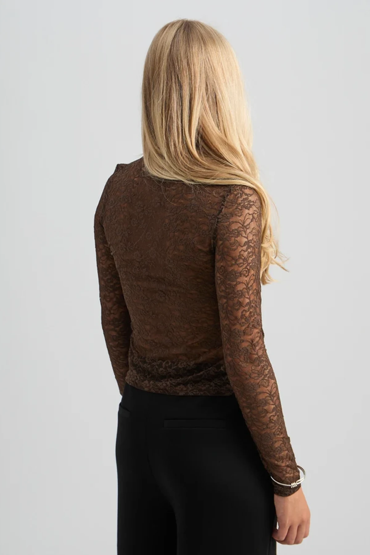 Lace long sleeve top - Chocolate brown