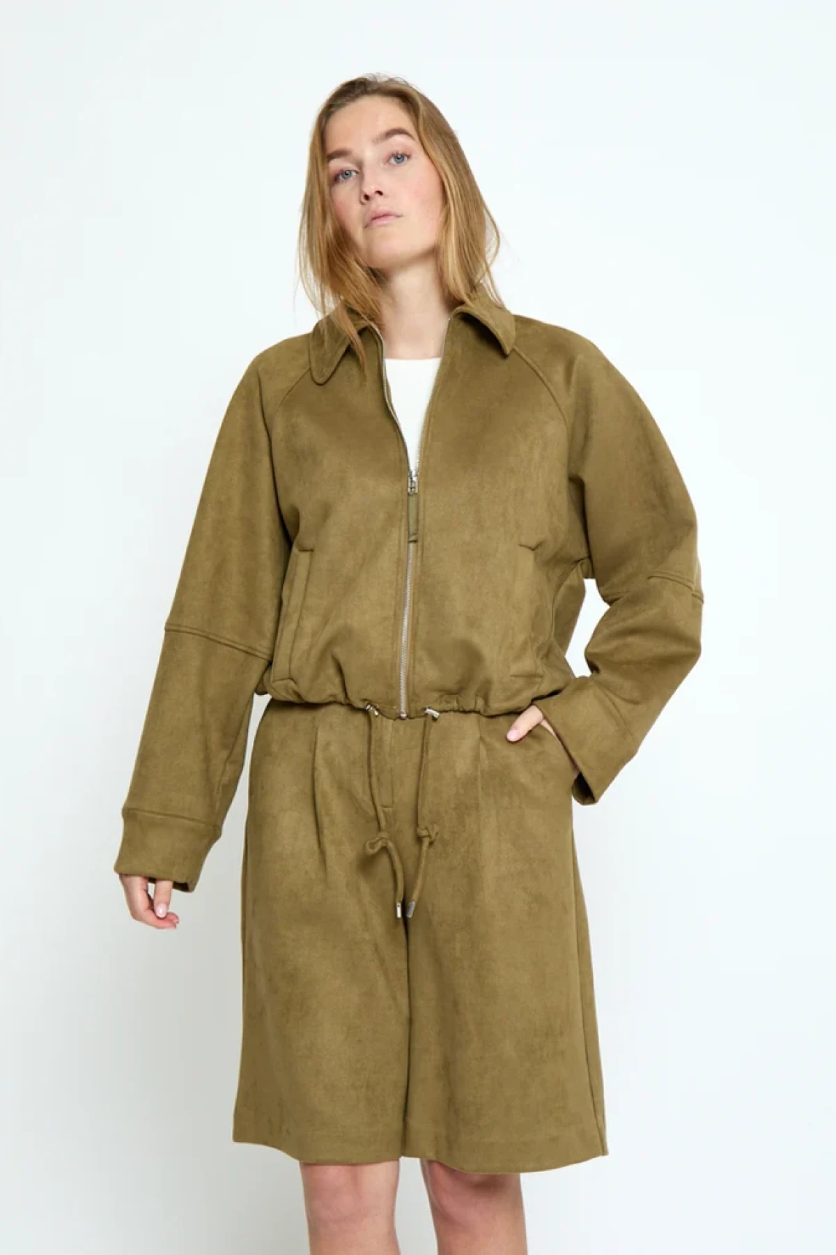 Suede Bomber/ Jacket with zipper