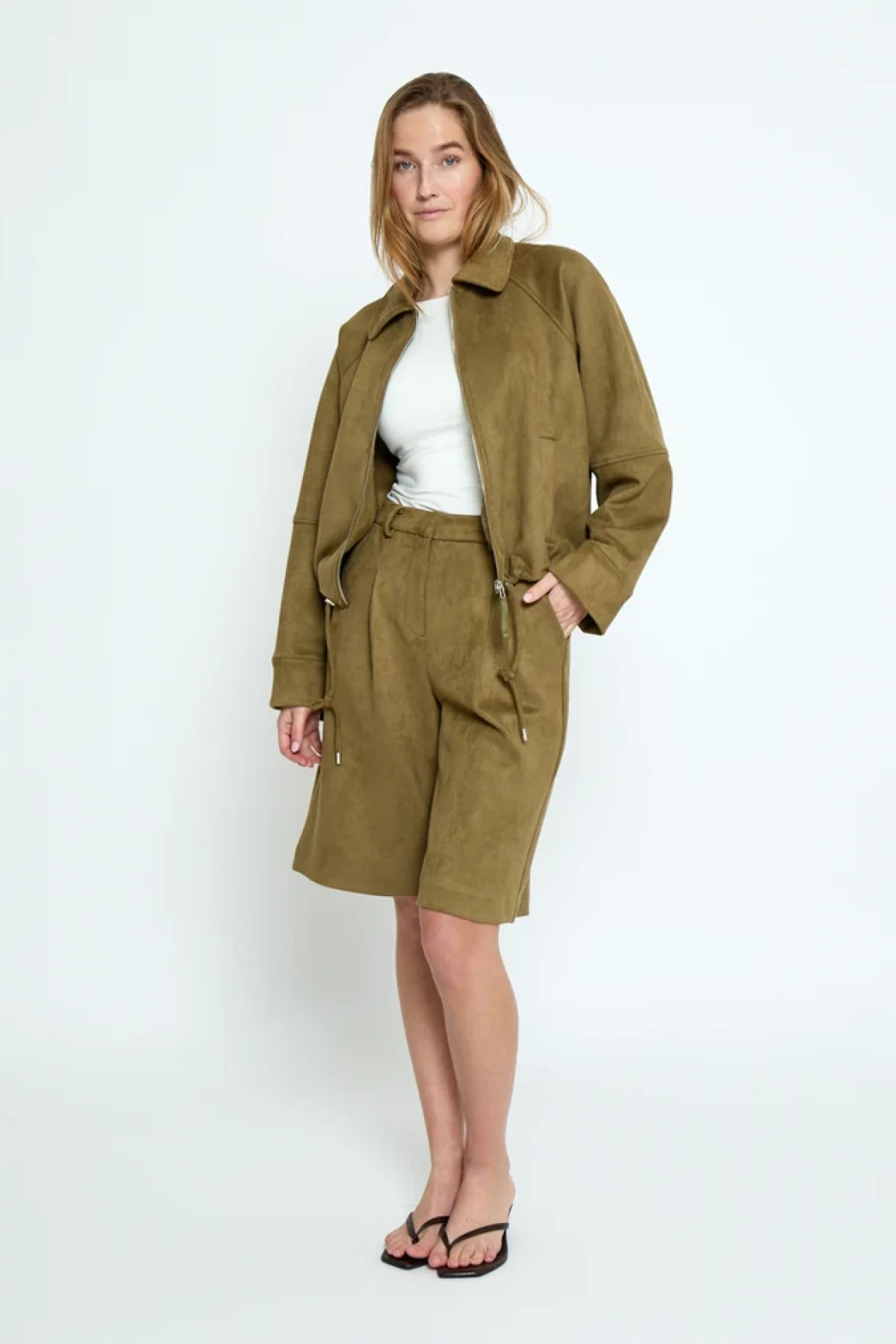 Suede Bomber/ Jacket with zipper