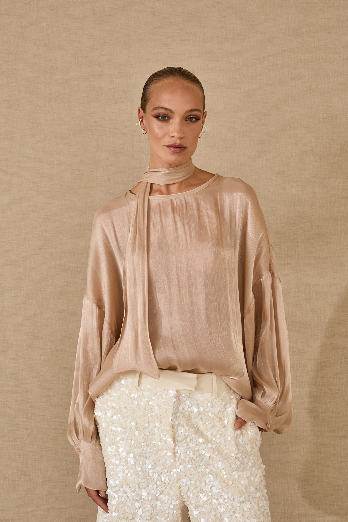 Striking, airy silk blouse