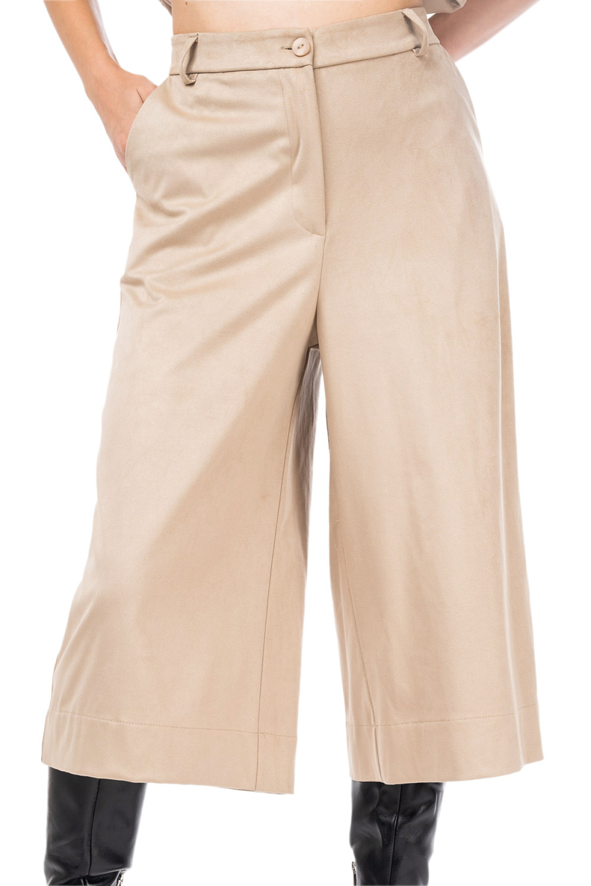Suede Culotte Bermuda - Oversized Fit