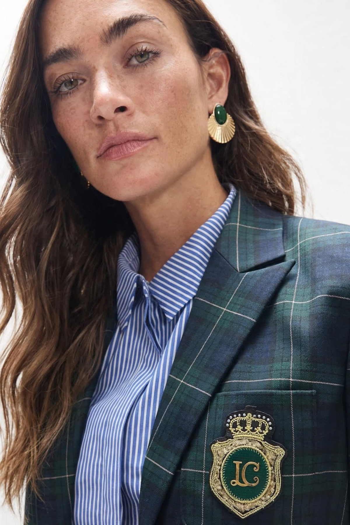 Καρό σακάκι / Blazer  σε βαθύ navy blue και πράσινο χρώμα
