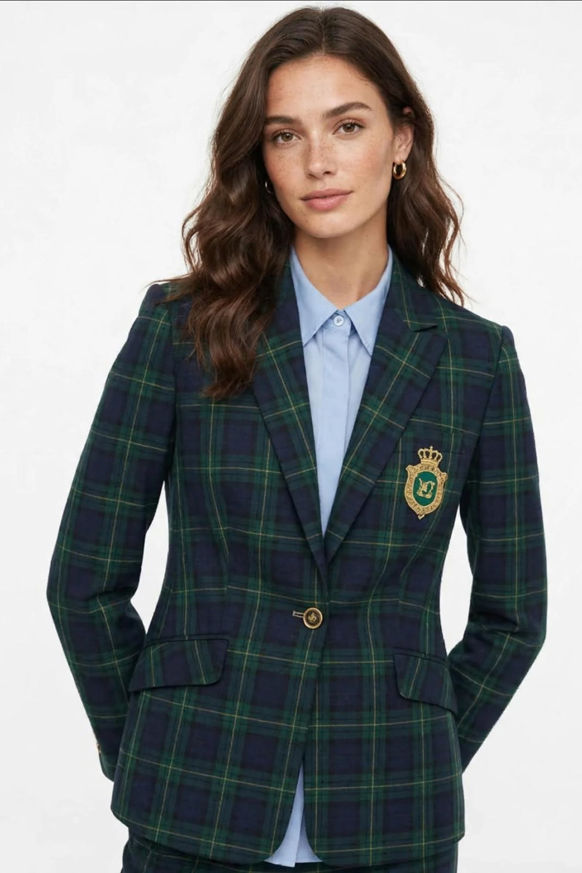 Καρό σακάκι / Blazer  σε βαθύ navy blue και πράσινο χρώμα