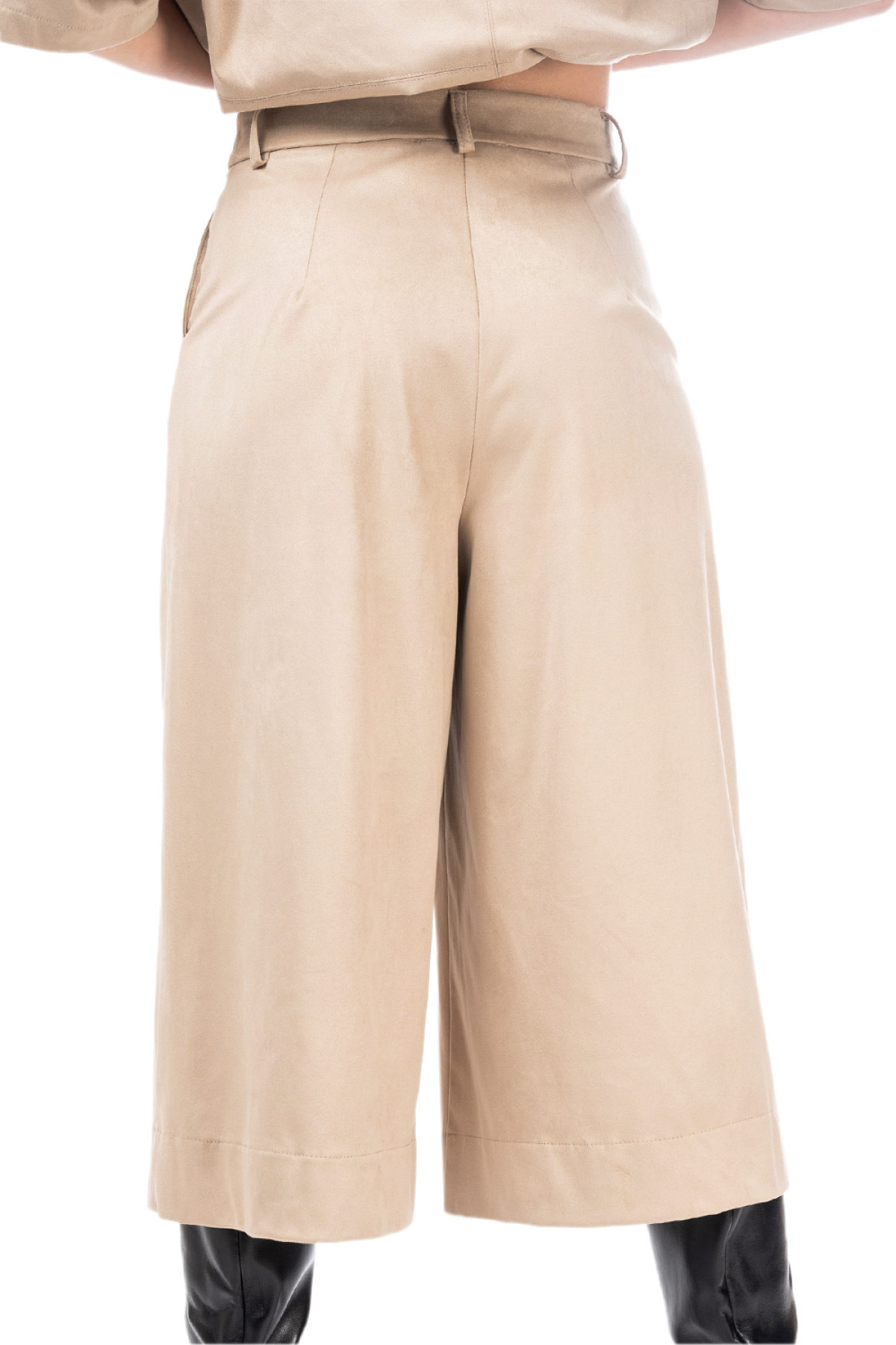 Suede Culotte Bermuda - Oversized Fit