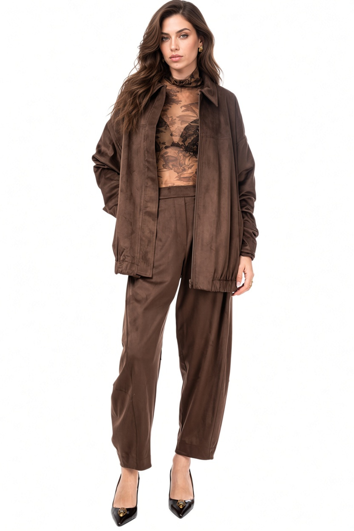 Oversized bomber / jacket  από απαλό suede