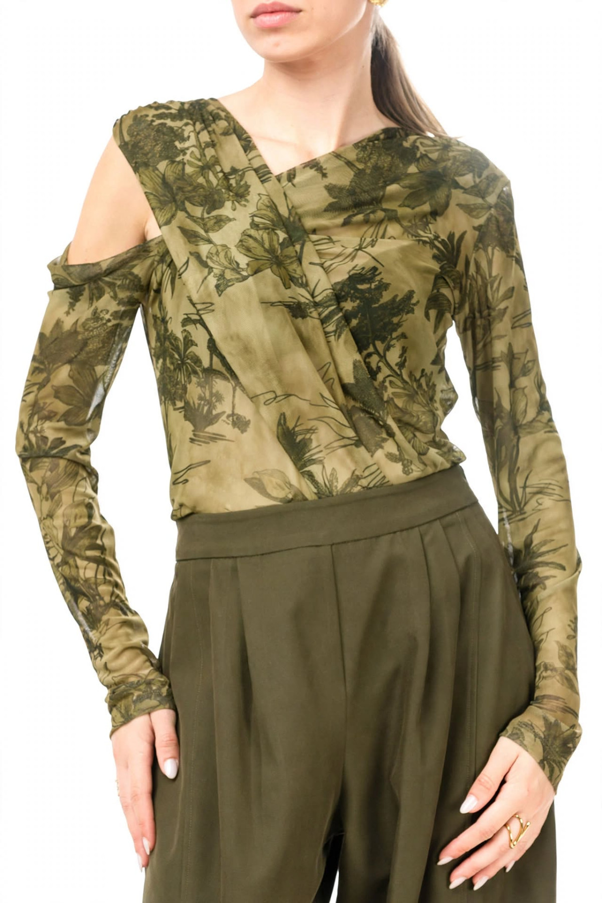 Ημιδιάφανο τοπ με floral print