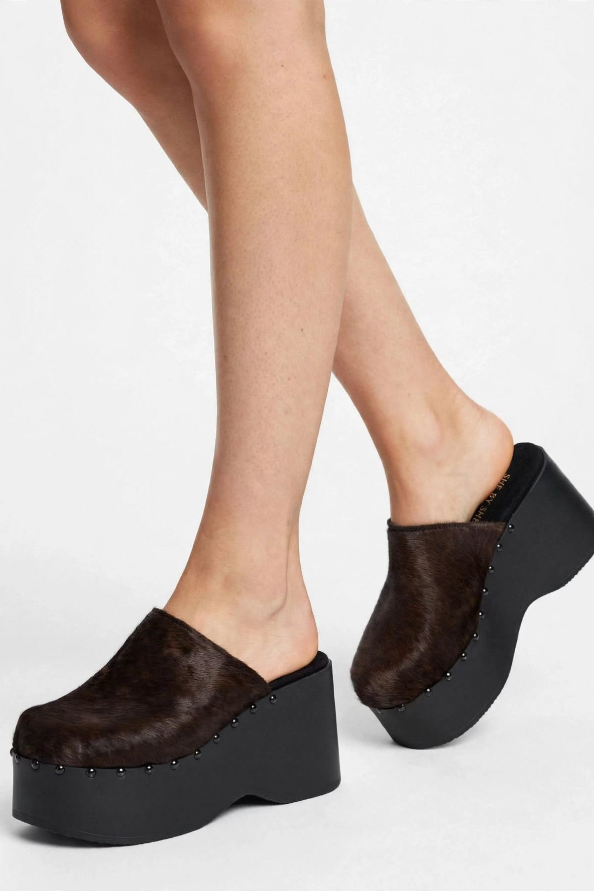 Platform Clog Mules - Brown Pony Skin