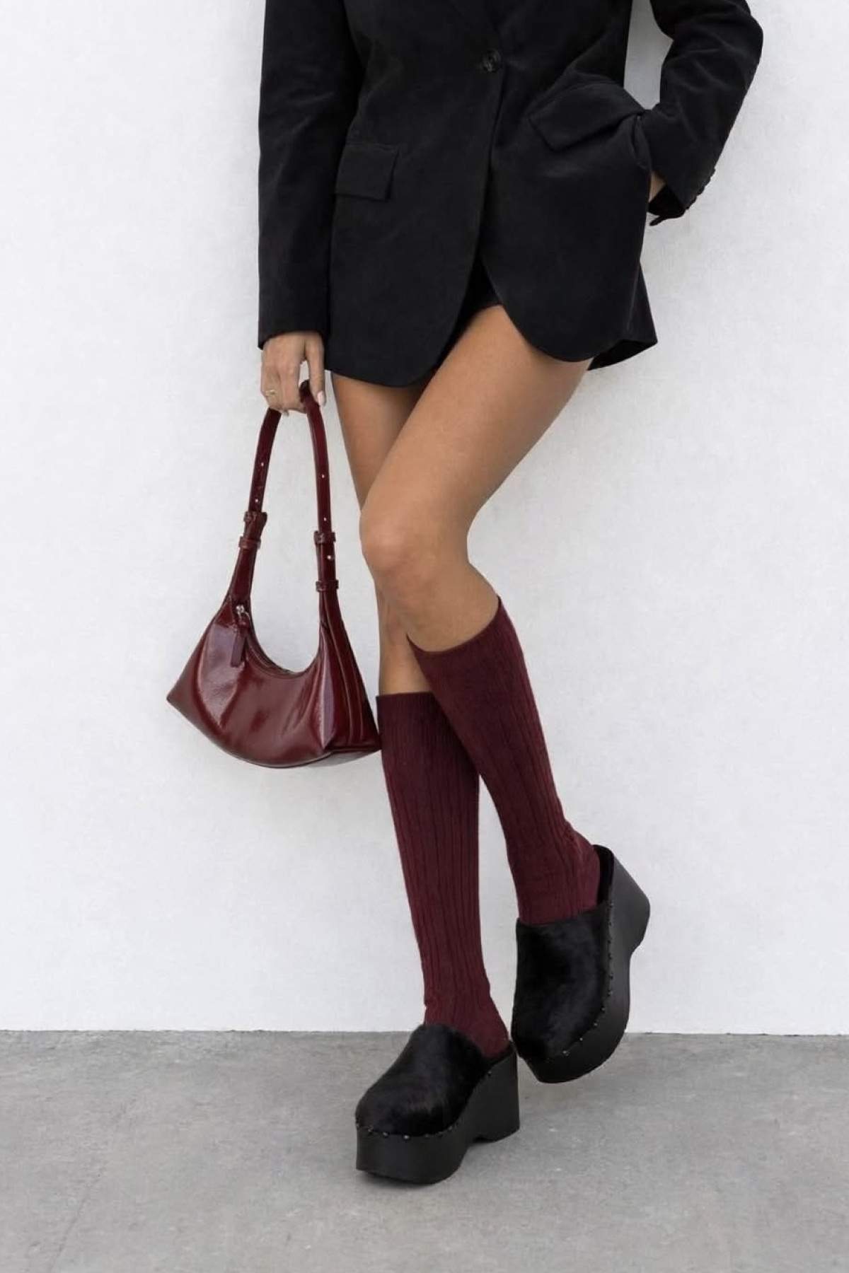 Platform Clogs - black  pony skin