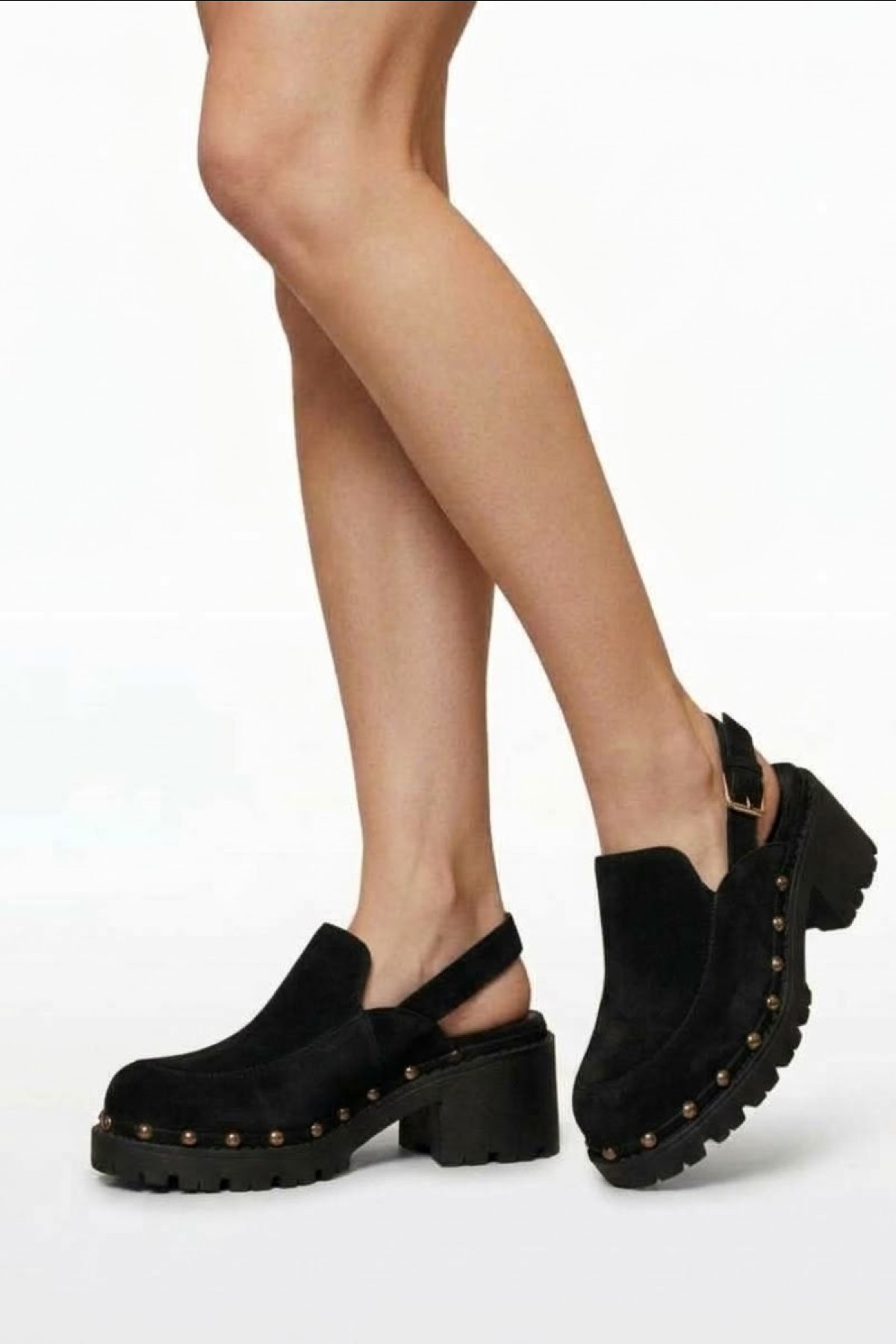 Genuine suede  Clogs - Black