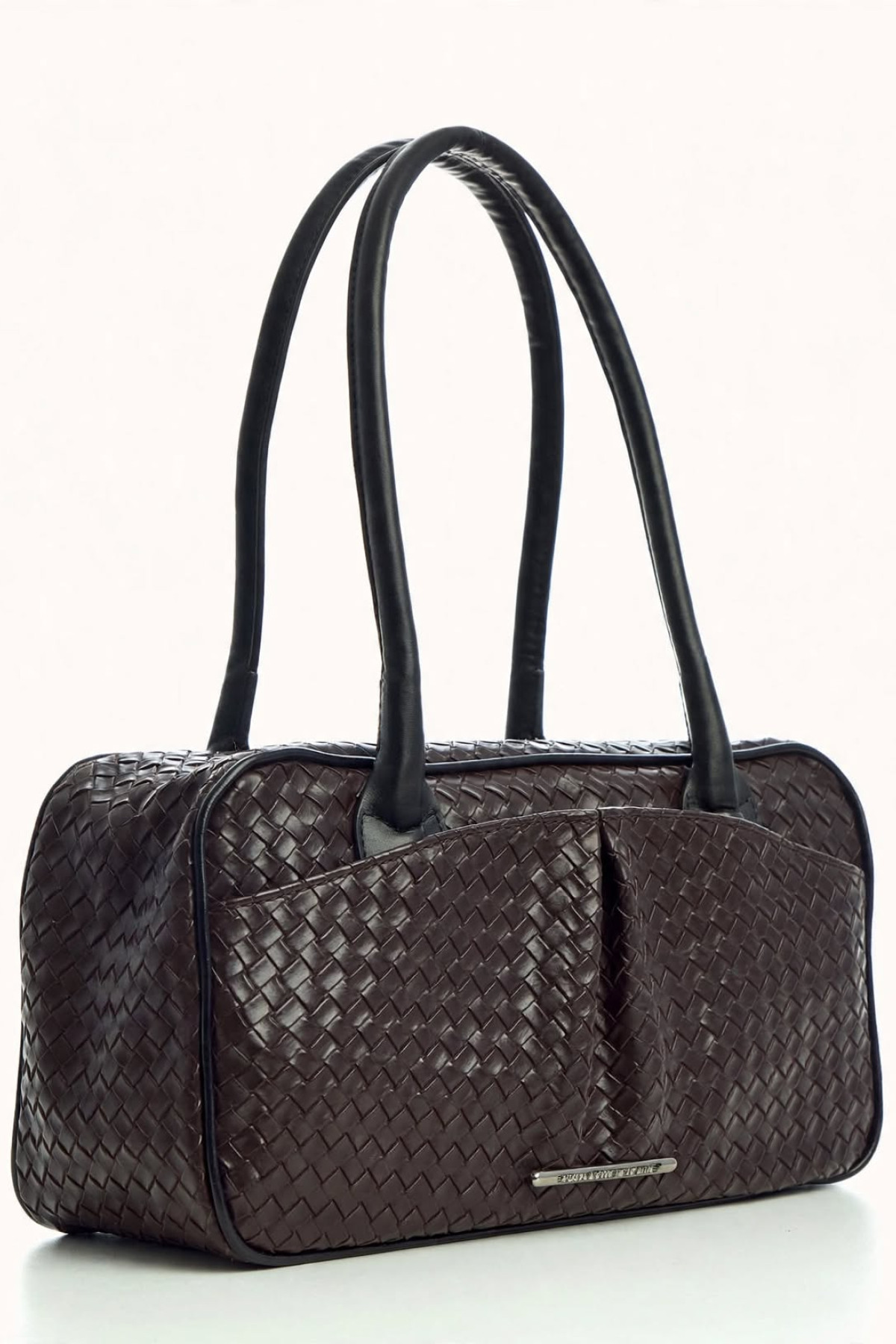 Brown leather bag with top handles