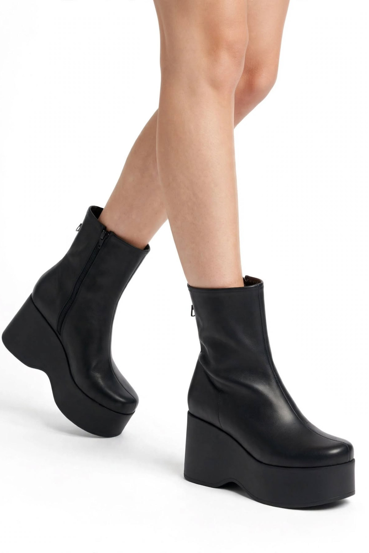 Platform Leather Ankle Boots