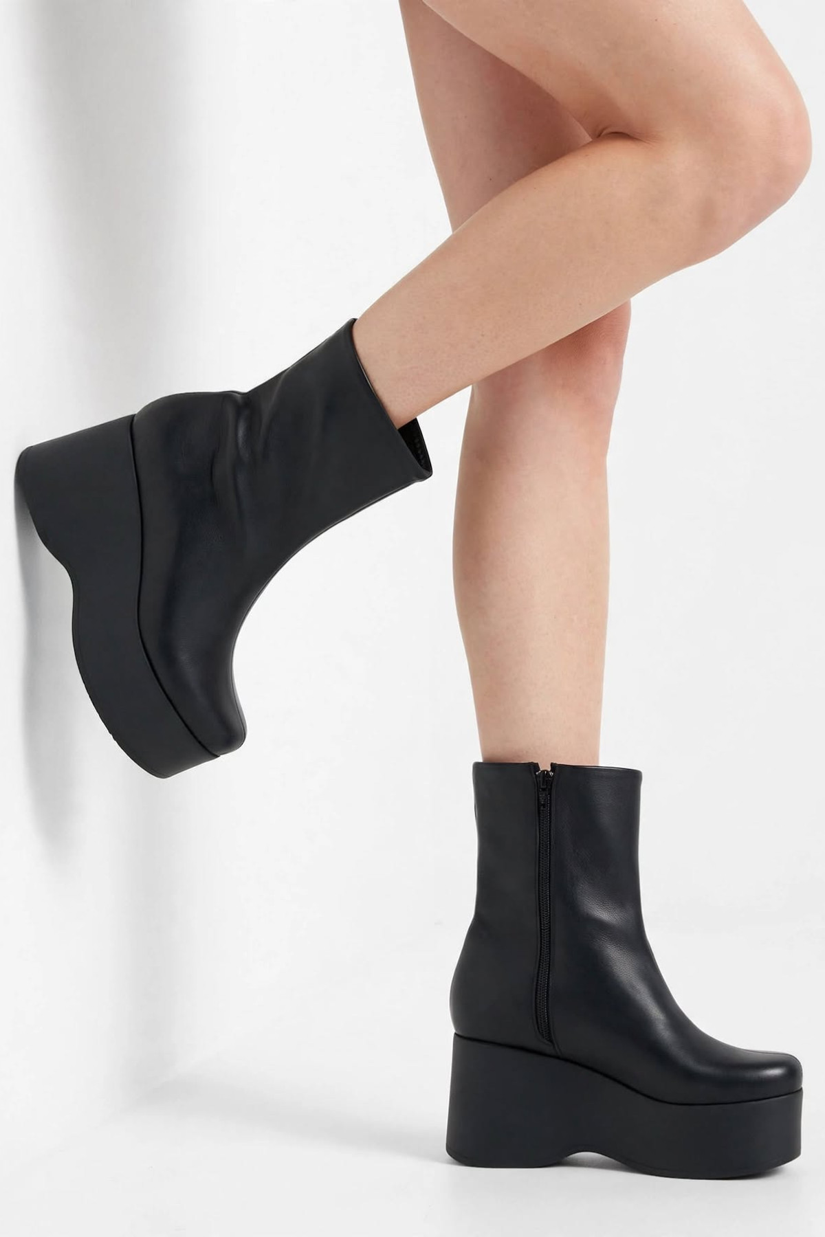 Platform Leather Ankle Boots