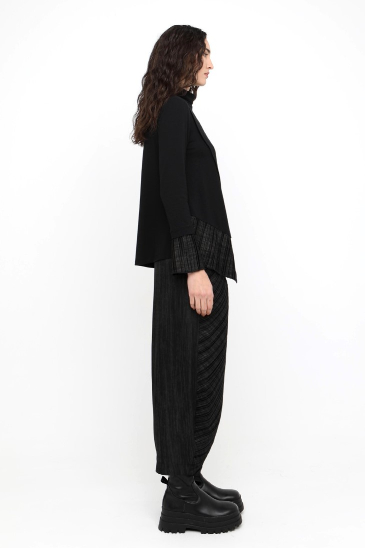 Wide Balloon Pants with Pleated Panels