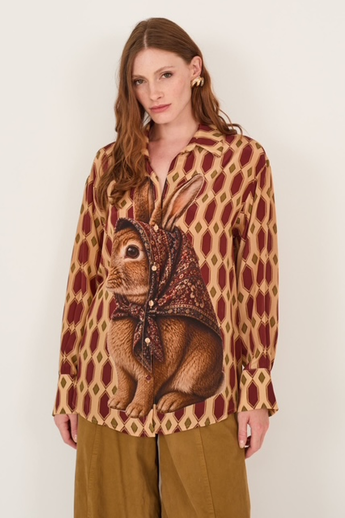 Oversized πουκάμισο με statement print