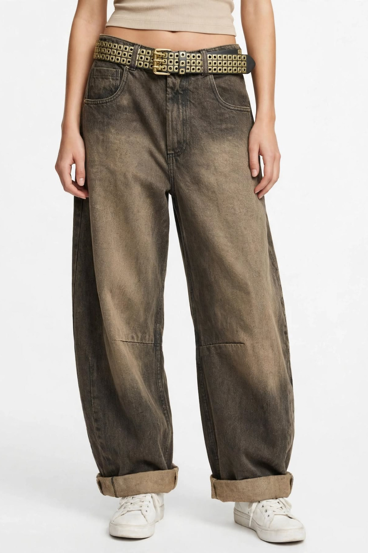 Φαρδύ Jeans παντελόνι με ζώνη