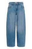 Barrel blue jeans με ζώνη