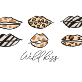 White cotton T-shirt featuring a lips print. Two colors