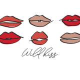 White cotton T-shirt featuring a lips print. Two colors