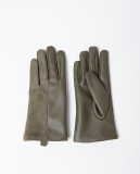GLOVES WITH BI-MATERIAL DESIGN /LEATHER AND FABRIC