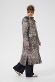 ANIMAL PRINT LONG COAT WITH HOOD