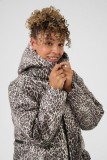 ANIMAL PRINT LONG COAT WITH HOOD