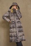 ANIMAL PRINT LONG COAT WITH HOOD