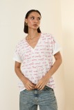 T-SHIRT ΜΕ ΣΤΑΜΠΑ / ΔΥΟ ΧΡΩΜΑΤΑ, ΛΕΥΚΟ ΜΕ ΚΟΚΚΙΝΟ ΚΑΙ ΛΕΥΚΟ ΜΕ ΜΠΛΕ