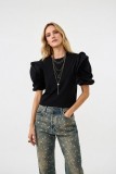 Short-sleeve top with statement sleeves