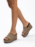 Platform sandals, δέρμα με raffia